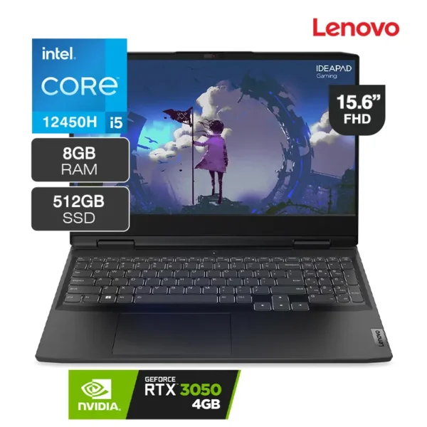 Laptop Lenovo IdeaPad Gaming 3 15IAH7 Core i5-12450H 8GB RAM 512GB SSD RTX3050 4GB 15.6" FHD