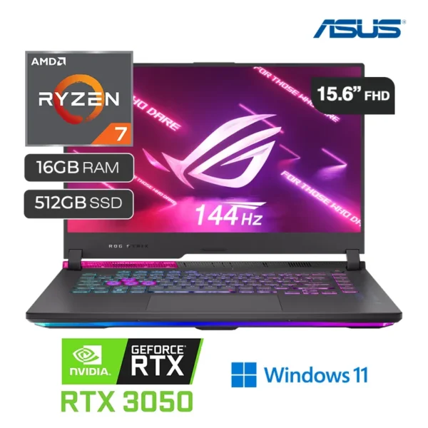 Laptop Gamer Asus ROG Strix G15 G513RC Ryzen 7 6800H 16GB RAM 512GB SSD RTX 3050 4GB 15.6" FHD