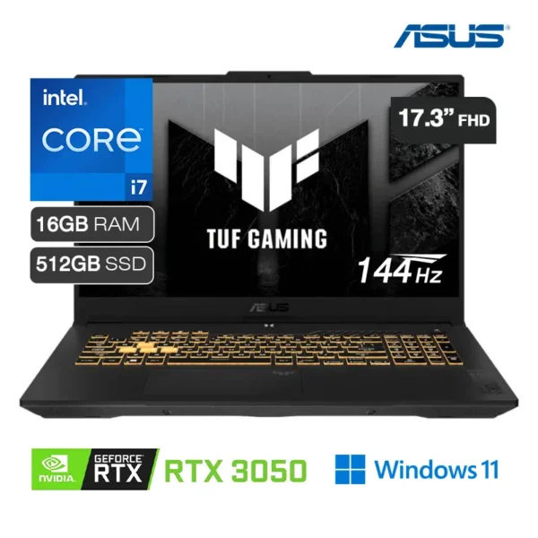 Laptop Gamer Asus TUF FX707ZC4 Intel Core i7-12700H 16GB RAM 512GB SSD RTX 3050 4GB 17.3" FHD