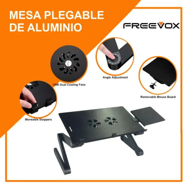 Mesa Plegable para Laptop FreeVox de alumino 2 ventiladores