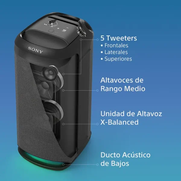 Parlante inalámbrico portátil Sony SRS-V800 Karaoke Mega Bass Batería 25 horas