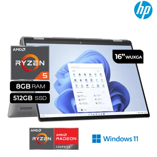 Laptop HP ENVY X360 16-AD0013DX 2-in-1 Ryzen 5-8640HS RAM 8GB Disco SSD 512GB 16" WUXGA Touchscreen